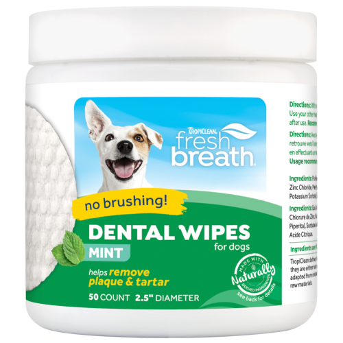 TropiClean, Dog & Cat Hygiene, Oral & Dental Care, Fresh Breath, Dental Wipes for Dogs & Cats