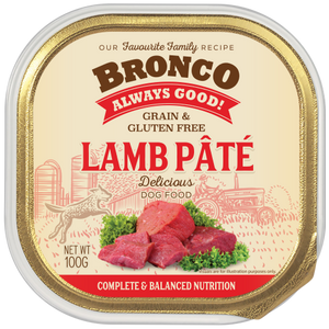Bronco, Dog Wet Food, Grain Free, Lamb Pate (By Carton)