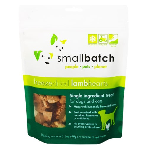 Smallbatch, Dog & Cat Treats, Freeze Dried, Single Ingredient Heart Treat, Lamb Hearts
