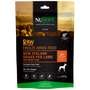 Nutripe, Dog Food, Freeze Dried RAW, New Zealand Grass-fed Lamb with Lamb Green Tripe