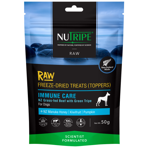 Nutripe, Dog Treats, Freeze Dried RAW, Immune Care, New Zealand Grass-fed Beef with Green Tripe