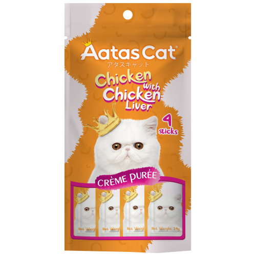 Aatas Cat, Cat Treats, Crème Purée, Chicken with Chicken Liver (2 Sizes)