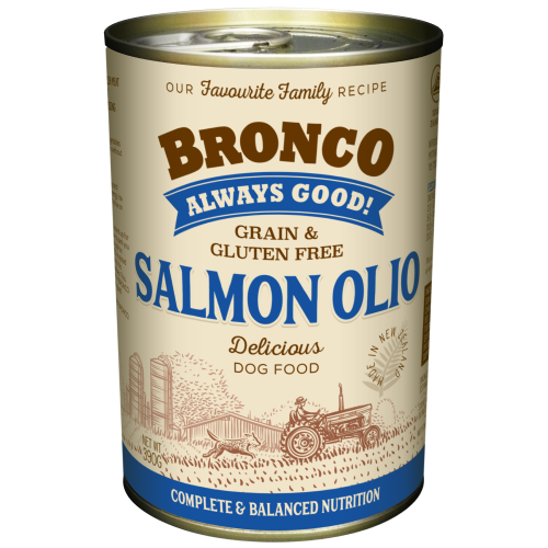 Bronco, Dog Wet Food, Grain Free, Salmon Olio (By Carton)