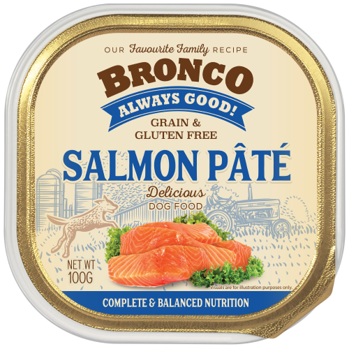 Bronco, Dog Wet Food, Grain Free, Salmon Pate (By Carton)