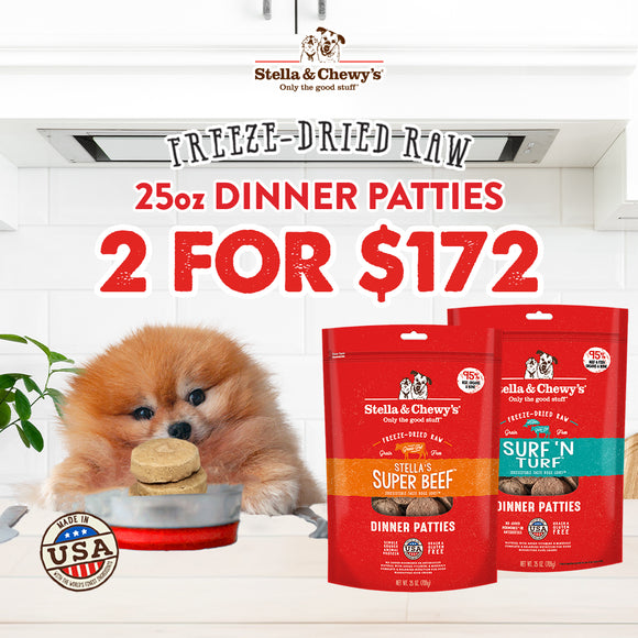 Stella & Chewy's, Dog Food, Freeze Dried, Dinner Patties, 25oz, 2 for $172 (5 Types)