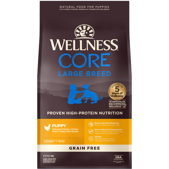 Wellness Core, Dog Dry Food, Large Breed, Puppy, Deboned Chicken, Chicken & Turkey Meal