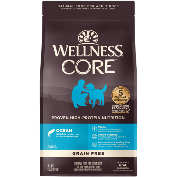 Wellness Core, Dog Dry Food, Grain Free, Ocean, Whitefish, Herring & Salmon Meal (3 Sizes)