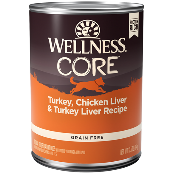 Wellness Core, Dog Wet Food, Grain Free, Pate, Turkey, Chicken & Turkey Liver