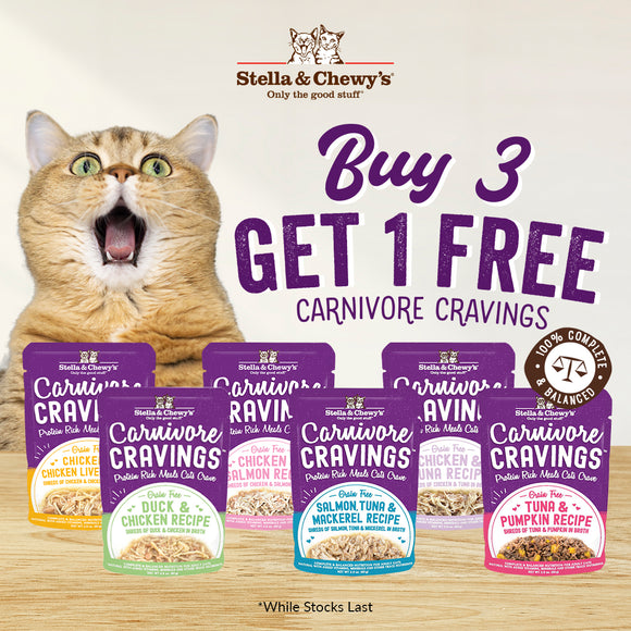 Stella & Chewy's, Cat Wet Food, Carnivore Cravings Pouches, Buy 3 Free 1 (6 Types)