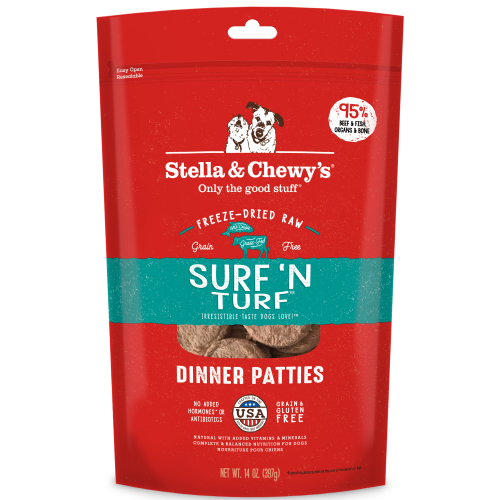 Stella & Chewy's, Dog Food, Freeze Dried, Dinner Patties, Surf & Turf, Beef & Salmon (2 Sizes)