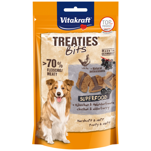 Vitakraft, Dog Treats, Treaties Bits, Superfoods Chicken & Elderberries (By Carton)