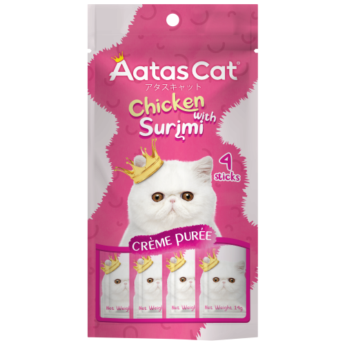 Aatas Cat, Cat Treats, Crème Purée, Chicken with Surimi (2 Sizes)