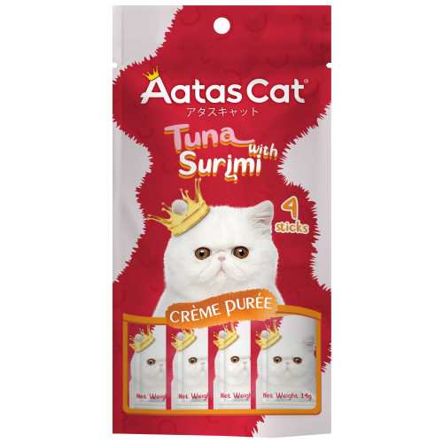 Aatas Cat, Cat Treats, Crème Purée, Tuna with Surimi (2 Sizes)