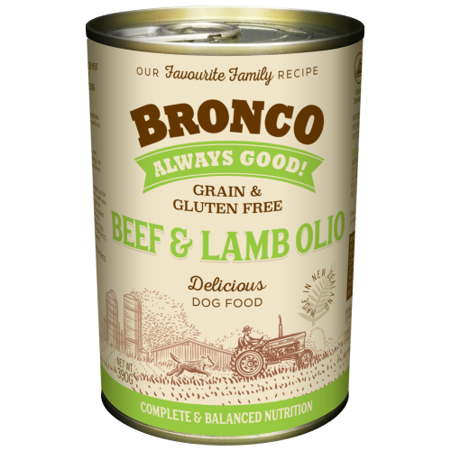 Bronco, Dog Wet Food, Grain Free, Beef & Lamb Olio (By Carton)