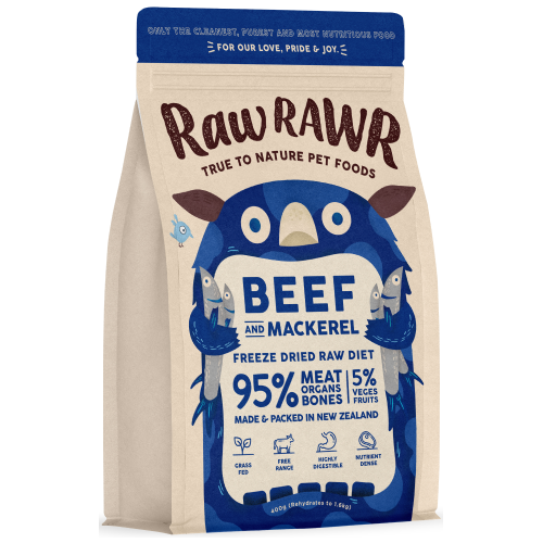 Raw Rawr, Dog Food, Freeze Dried, Balance Diet, Beef & Mackerel (2 Sizes)