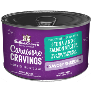 Stella & Chewy's, Cat Wet Food, Carnivore Cravings, Savory Shreds, Tuna & Salmon in Broth