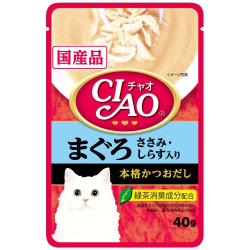 Ciao, Cat Wet Food, Creamy Soup Pouch, Tuna (Maguro) & Chicken Fillet Topping Shirasu (By Carton)