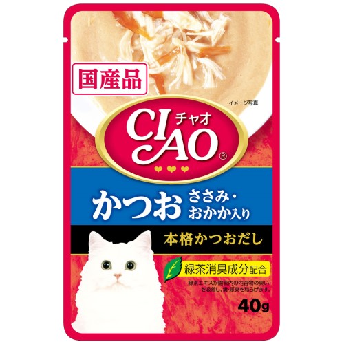 Ciao, Cat Wet Food, Creamy Soup Pouch, Tuna (Katsuo) & Chicken Fillet Topping Dried Bonito (By Carton)