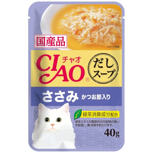 Ciao, Cat Wet Food, Clear Soup Pouch, Chicken Fillet Topping Dried Bonito (By Carton)