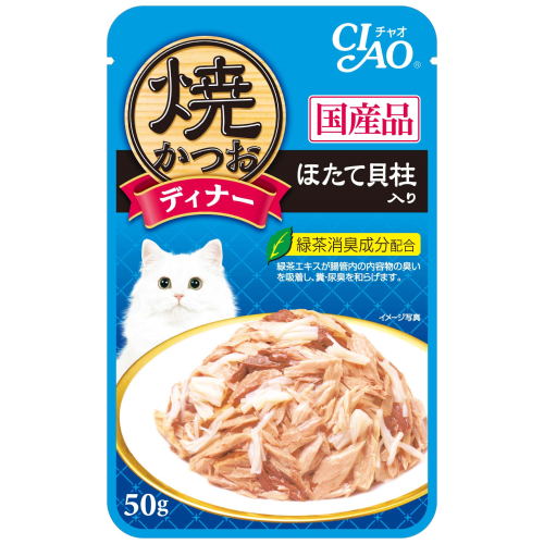 Ciao, Cat Wet Food, Grilled Pouch, Grilled Tuna Flakes with Scallop in Jelly (By Carton)