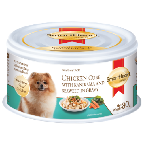 SmartHeart Gold, Dog Wet Food, Chicken Cube with Kanikama & Seaweed in Gravy