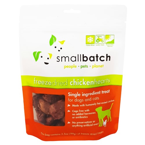 Smallbatch, Dog & Cat Treats, Freeze Dried, Single Ingredient Heart Treat, Chicken Hearts