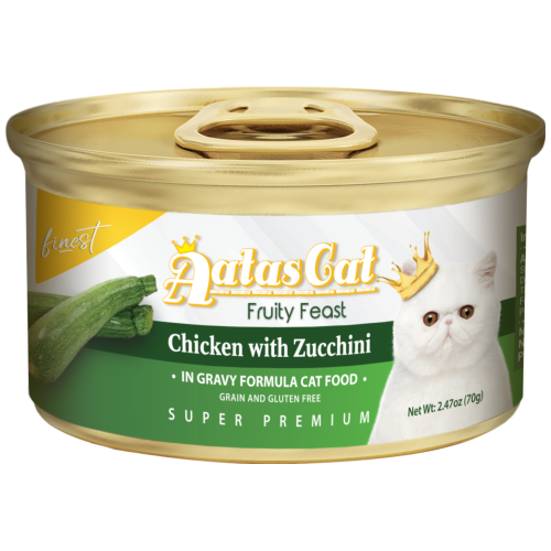 Aatas Cat, Cat Wet Food, Finest Fruity Feast, Chicken with Zucchini in Gravy (By Carton)
