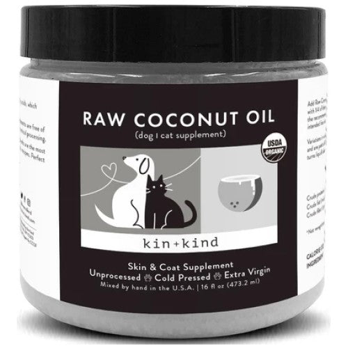 Kin+Kind, Dog & Cat Healthcare, Supplements, Raw Coconut Oil (2 Sizes)
