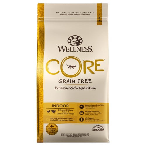 Wellness Core, Cat Dry Food, Grain Free, Indoor, Deboned Chicken, Turkey & Chicken Meals (2 Sizes)