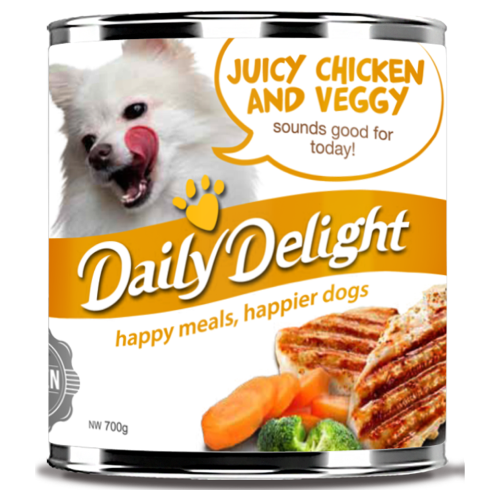 Daily Delight, Dog Wet Food, Healthy Choice, Juicy Chicken & Veggy (2 Sizes, By Carton)