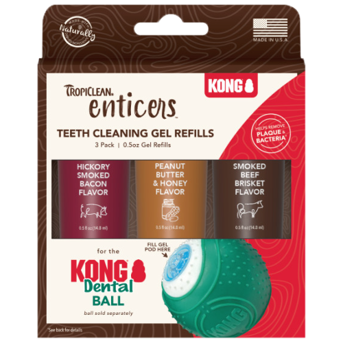 TropiClean, Dog Hygiene, Oral & Dental Care, Enticers, Teeth Cleaning Gel Variety Pack for KONG Dental Ball
