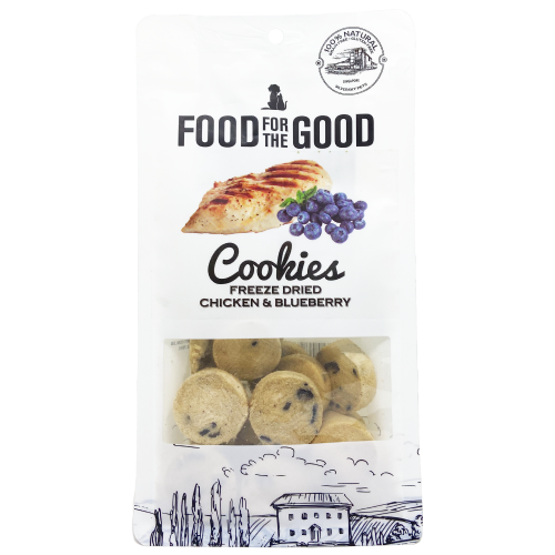 Food For The Good, Dog & Cat Treats, Freeze Dried, Chicken & Blueberry Cookies