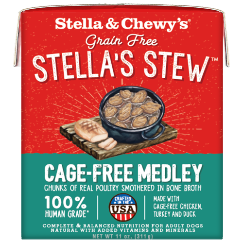 Stella & Chewy's, Dog Wet Food, Grain Free Stella's Stew, Cage-Free Medley, Chicken, Turkey & Duck