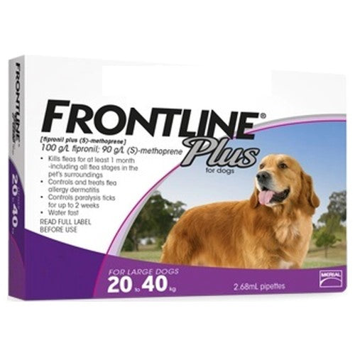 Frontline Plus, Dog Healthcare, Fleas & Ticks, Dogs 20kg to 40kg (Large Dogs)