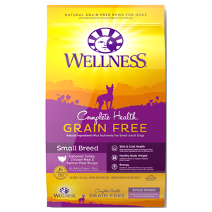 Wellness Complete Health, Dog Dry Food, Grain Free, Small Breed, Deboned Turkey, Chicken & Salmon Meal (2 Sizes)