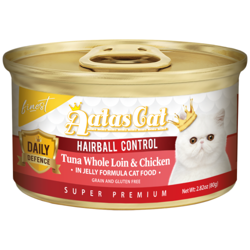 Aatas Cat, Cat Wet Food, Finest Daily Defence, Hairball Control, Tuna Whole Loin & Chicken (By Carton)