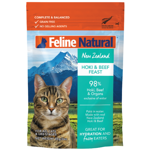 Feline Natural, Cat Wet Food, Hoki & Beef (Pouch, By Carton)