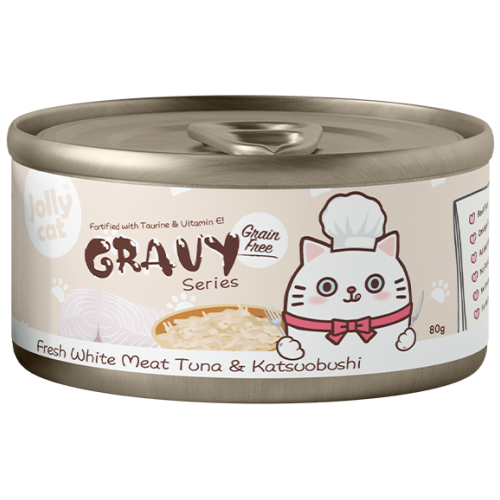 Jollycat, Cat Wet Food, Fresh White Meat Tuna & Katsuobushi in Gravy (By Carton)