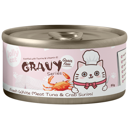 Jollycat, Cat Wet Food, Fresh White Meat Tuna & Crab Surimi in Gravy (By Carton)