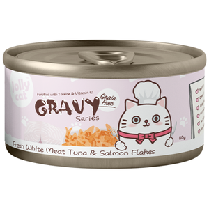 Jollycat, Cat Wet Food, Fresh White Meat Tuna & Salmon Flakes in Gravy (By Carton)