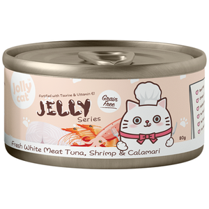 Jollycat, Cat Wet Food, Fresh White Meat Tuna, Shrimp & Calamari in Jelly (By Carton)