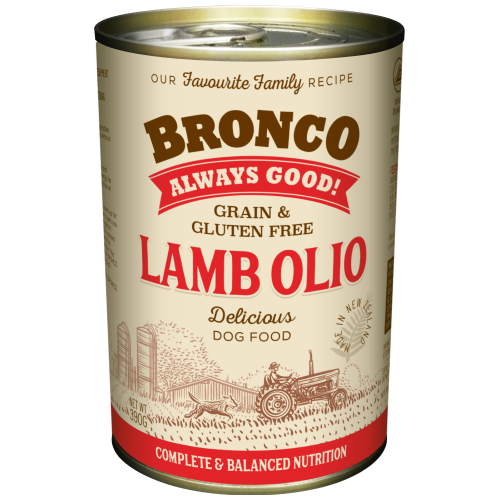 Bronco, Dog Wet Food, Grain Free, Lamb Olio (By Carton)