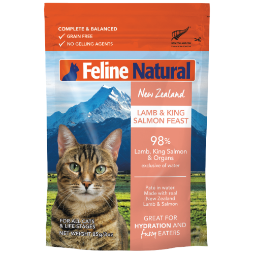 Feline Natural, Cat Wet Food, Lamb & Salmon (Pouch, By Carton)