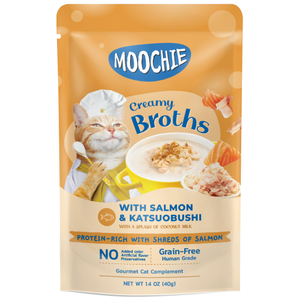 Moochie, Cat Wet Food, Creamy Broths, Salmon & Katsuoboshi (By Carton)