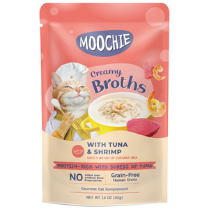 Moochie, Cat Wet Food, Creamy Broths, Tuna & Shrimp (By Carton)