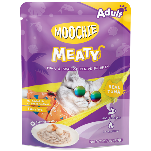 Moochie, Cat Wet Food, Meaty, Tuna & Scallop Recipe in Jelly (By Carton)