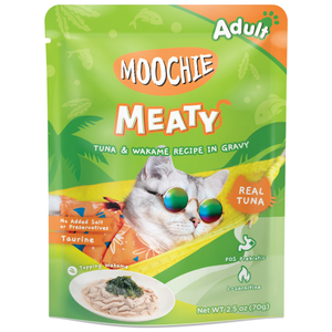 Moochie, Cat Wet Food, Meaty, Tuna & Wakame Recipe in Gravy (By Carton)