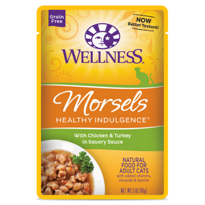 Wellness Complete Health, Cat Wet Food, Grain Free, Healthy Indulgence, Morsels, Chicken & Turkey