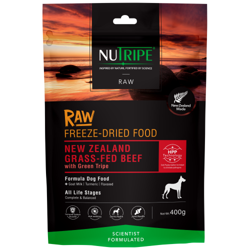 Nutripe, Dog Food, Freeze Dried RAW, New Zealand Grass-fed Beef with Beef Green Tripe