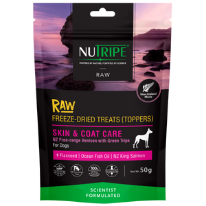 Nutripe, Dog Treats, Freeze Dried RAW, Skin & Coat Care, New Zealand Free-range Venison with Green Tripe